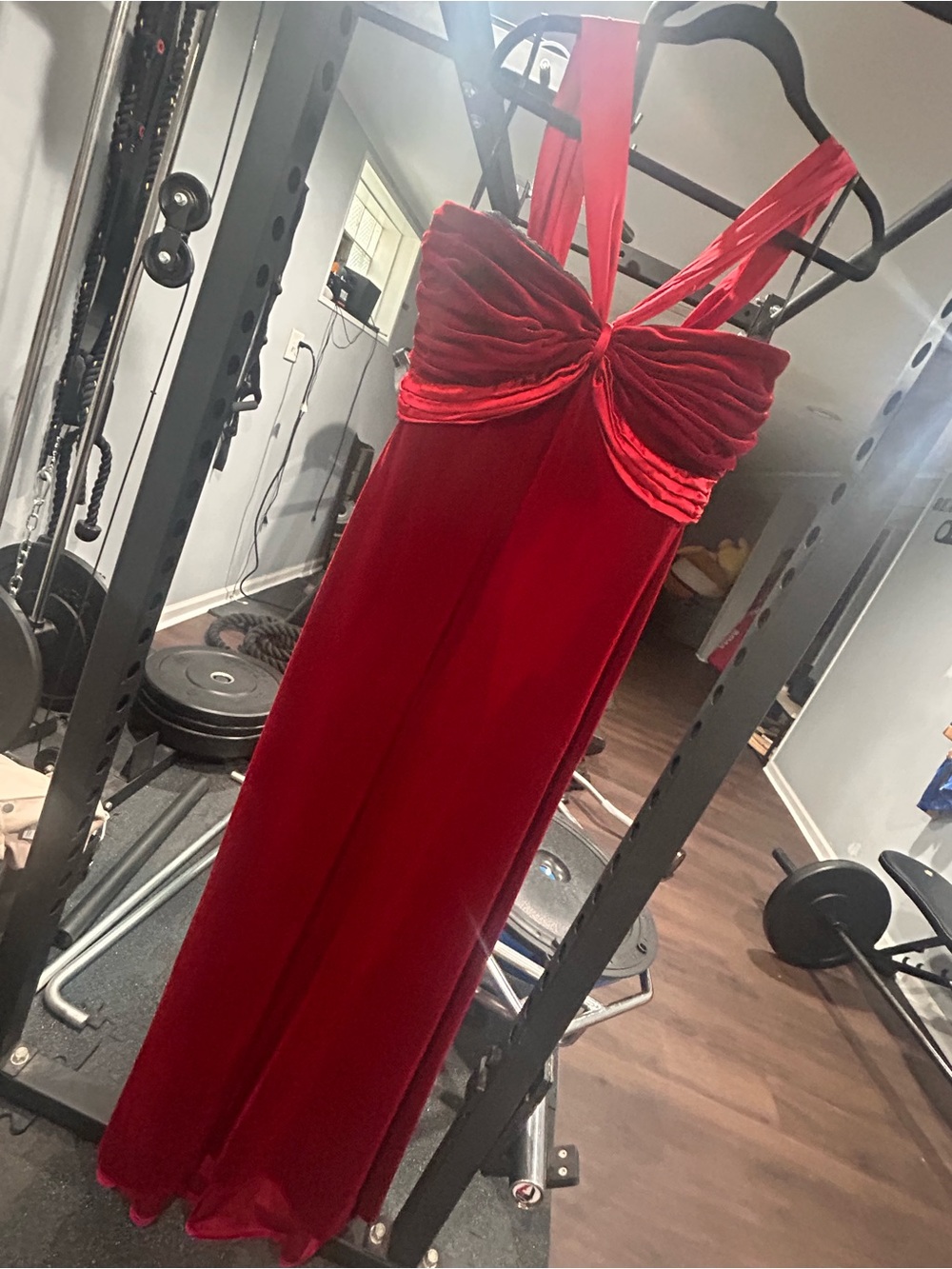 Tadashi Shoji Scarlet Ruched Sweetheart Maxi Dress